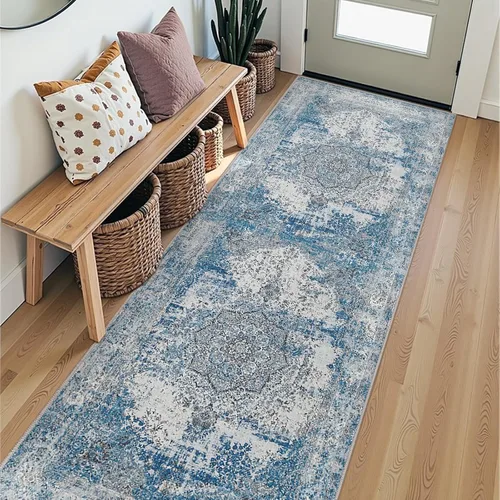 Vista 39 de jinchan Alfombra floral primaveral de 2 x 3 pies para entrada, alfombra desgastada lavable, de pelo corto, suave, pequeña, antideslizante, tapete