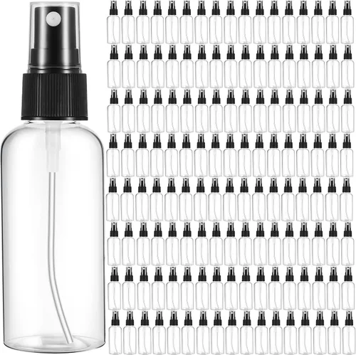 Vista 8 de Roshtia Mini botellas de spray de plástico de 2 onzas con tapa negra, Negro