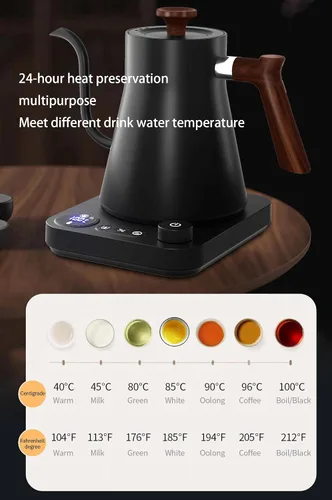 Vista 3 de Hervidores eléctricos, hervidor eléctrico de cuello de cisne, control de temperatura de ± 1 ℉, interior de acero inoxidable, calentamiento rápido
