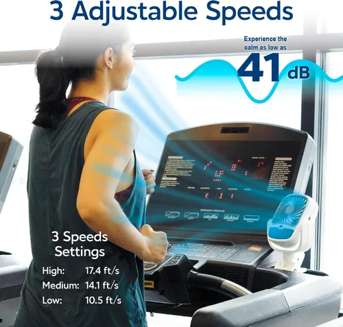 Vista 6 de Arctic Air Grip Go Enfriador evaporativo, ventilador inalámbrico y portátil con 3 velocidades, abrazadera universal giratoria de 360 grados, carga