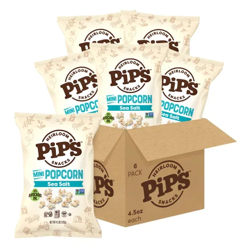 Vista 13 de Palomitas de Maíz Mini Tradicional de Pipcorn por Heirloom Pip's Snacks - Sal Marina, 1 oz 24 pz - Paquetes de Snack Saludables y Sin Gluten, Maíz