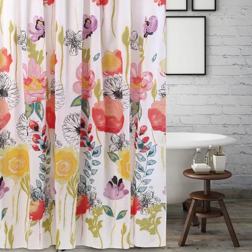 Vista 22 de Greenland Home Fashions Cortina de ducha de tela Sensations, decoración elegante para el baño, lavable a máquina, 72 pulgadas x 72 pulgadas, Atlantis