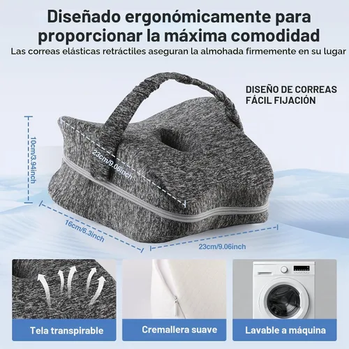 Vista 4 de Almohada de rodilla para dormir de lado, almohada de espuma viscoelástica para dormir de lado con correa, almohadas de alineación entre las piernas