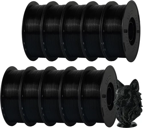 Vista 11 de Kingroon Filamento de impresora 3D PLA Plus (PLA+), 10 rollos, precisión dimensional +/- 0.001 in, carrete de 22 libras (22 libras), 0.069 in, negro