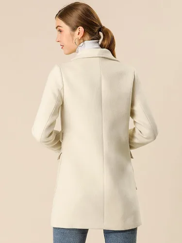 Vista 5 de Allegra K - Abrigo de invierno con cinturón y bolsillos para mujer