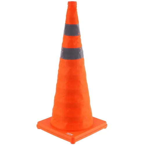 Vista 8 de VEVOR Conos de seguridad, paquete de 4 conos de tráfico plegables de 28 pulgadas, conos de construcción con collares reflectantes, base ancha y una