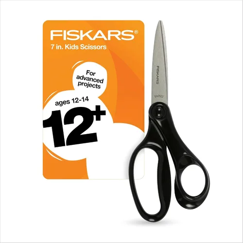 Vista 11 de Fiskars Tijeras para estudiantes de 7 pulgadas para niños de 12 a 14 años, tijeras para la escuela o manualidades, suministros de regreso a