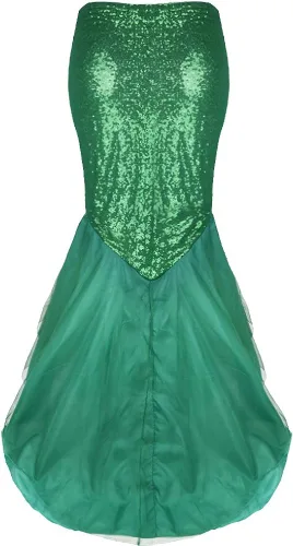 Vista 4 de FEESHOW Disfraz de Halloween para mujer y mujer sexy sirena brillante maxi faldas largas