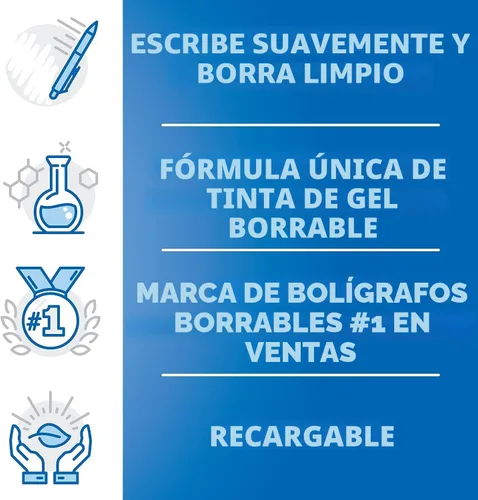 Vista 3 de Pilot FriXion recarga de bolígrafo de tinta de gel, paquete de 2, Azul