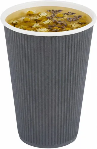Vista 35 de Tazas para café de papel aislado, pared ondulada, kraft, 12 onzas - Caja de 25 unidades - tapas a juego: RWA0360B, RWA0360W, RWA0328LG, RWA0328GR