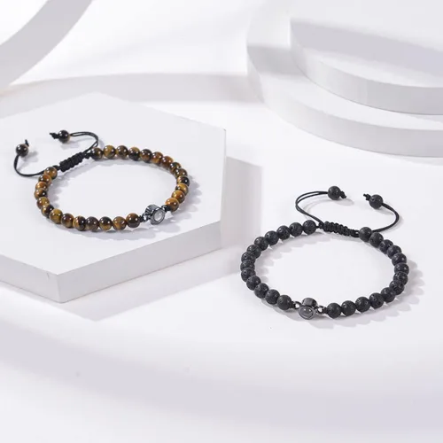 Vista 6 de Pulsera personalizada con imagen en el interior, pulsera de proyección de fotos, pulsera de cuentas de piedra de lava de piedra, regalos