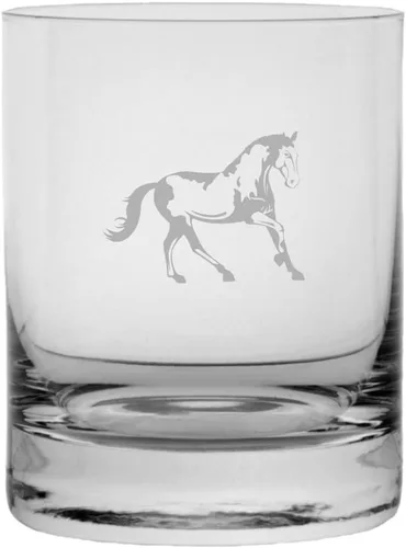 Vista 41 de Abaco Barb - Vaso de whisky con temática de caballo grabado (10.25 onzas)