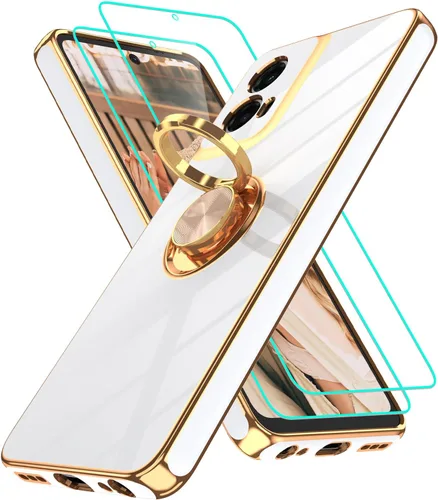 Vista 77 de Funda para Motorola Moto G 5G 2024: Funda Moto G Play 5G 2024 con 2 piezas de protectores de pantalla, soporte de anillo de rotación de 360°