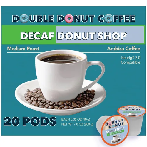 Vista 9 de Double Donut Coffee Cápsulas de café tostado oscuro descafeinado, café de mezcla extra atrevida, café de una sola porción para máquinas Keurig K