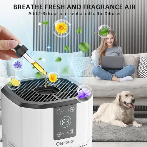 Vista 4 de Purificadores de aire para dormitorio y hogar de hasta 1350 pies cuadrados, Oterbear limpiador de aire para habitación con filtro HEPA H13 verdadero