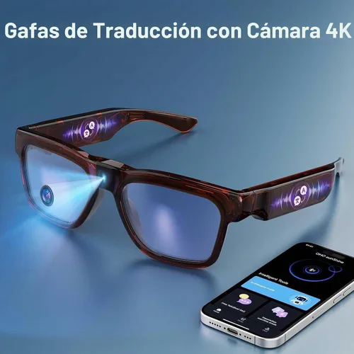 Vista 7 de Gafas inteligentes OHO 4K Bluetooth AI con cámara, lente fotocromática