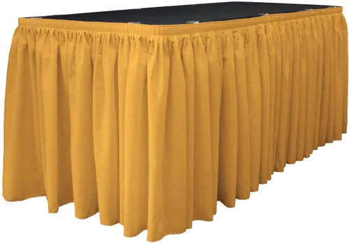 Vista 22 de LA Linen Falda de mesa de popelina de poliéster para mesas rectangulares, tela plisada para banquetes de boda, 14 pies por 29 pulgadas de largo