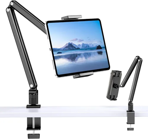 Vista 7 de CreaDream Soporte para tablet iPad, soporte de aluminio para tablet con base resistente para escritorio, ángulo totalmente ajustable, compatible