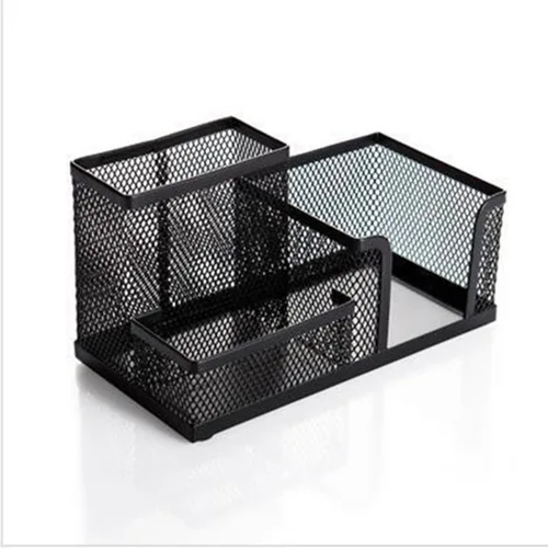 Vista 5 de ultnice Malla Organizador de computadora Caddy metal lápiz Holder 3-compartments (Negro)
