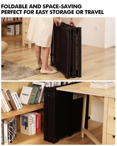 Vista 6 de Puerta de corral para bebés extra ancha con malla resistente al calor, valla plegable de 6 paneles para bebés, barrera de seguridad