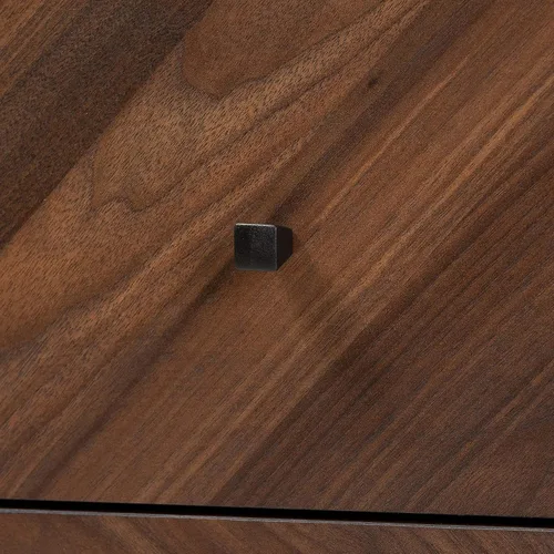 Vista 7 de Baxton Studio Hartman Mid-Century - Mesita de noche moderna de madera con acabado marrón nogal con 2 cajones