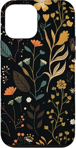 Vista 16 de Floral Aesthetic Simple Boho Modern Botanical Flowers Black Case for iPhone 17