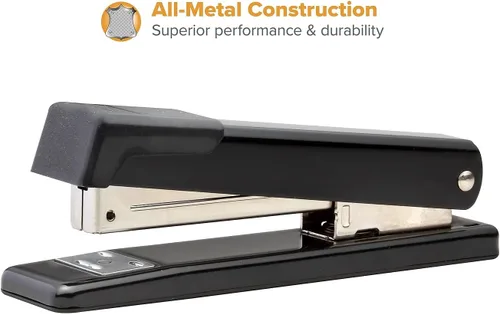 Vista 5 de Bostitch Office Grapadora clásica de escritorio de metal, capacidad para 20 hojas, doble engrapado, se abre para pegar, tira completa, negro