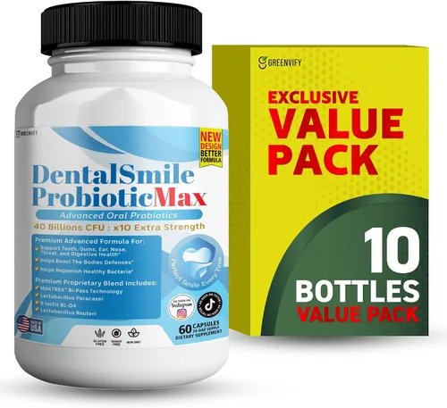 Vista 13 de DentalSmile ProbioticMax, suplemento probiótico oral avanzado, 40 mil millones de UFC, 60 cápsulas, sin gluten (1)