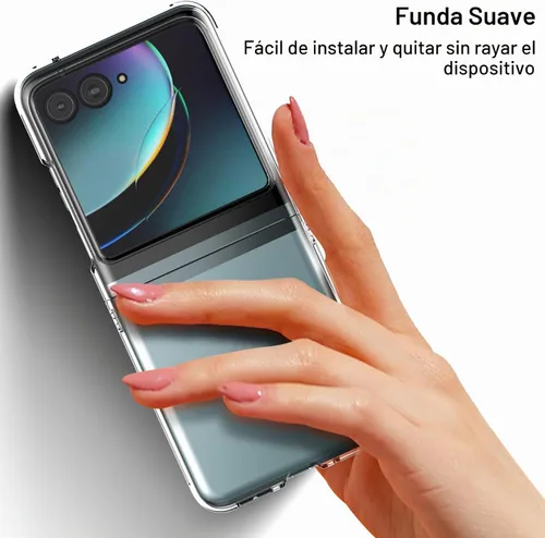 Vista 5 de Foluu Funda para Motorola Razr+ 2023, funda protectora de policarbonato duro transparente para Moto Razr+ 2023 (transparente)