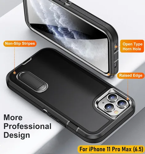 Vista 7 de La funda está especialmente diseñada para iPhone 11 Pro Max de 6.5 pulgadas, protección de cuerpo completo, resistente a los golpes, goma