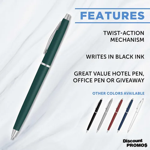 Vista 2 de DISCOUNT PROMOS Langham - Juego de 10 bolígrafos a granel, tinta negra, ideal para oficina, escuela, negocios, ferias comerciales, color verde