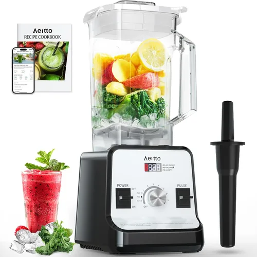 Vista 7 de Aeitto Licuadora para cocina, licuadora profesional de gran capacidad de 68 onzas, licuadora de batidos de 1500 vatios para triturar hielo, bebidas