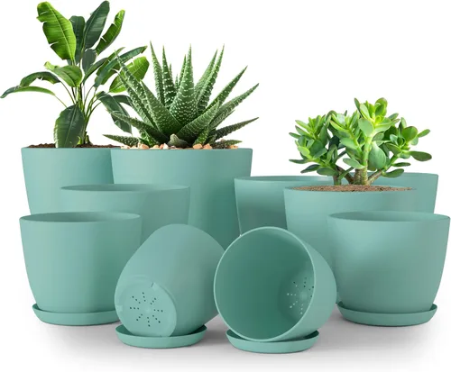 Vista 29 de Utopia Home - Macetas de Interior con Drenaje - Macetas de Flores de 7/6.6/6/5.3/4.8 Pulgadas para Plantas de Interior - Juego de 5 Macetas