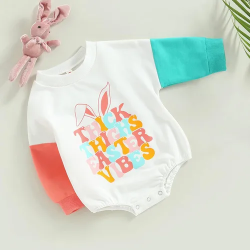 Vista 6 de Ropa para bebé recién nacido, niña, niño, sudadera con cuello redondo, mameluco para bebéarco iris, suéter de gran tamaño, ropa de otoño