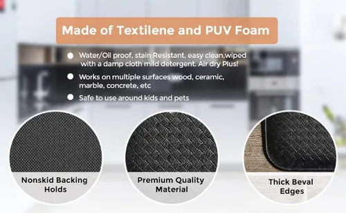 Vista 4 de J&V TEXTILES - Alfombras de pasillo de cocina antifatiga, alfombrillas antideslizantes impermeables y ergonómicas para cocina, piso, hogar, oficina