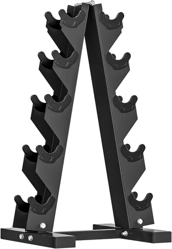 Vista 15 de HANDBODE Soporte de mancuernas A-Frame resistente para mancuernas, organizador de almacenamiento de metal que ahorra espacio, soporte resistente