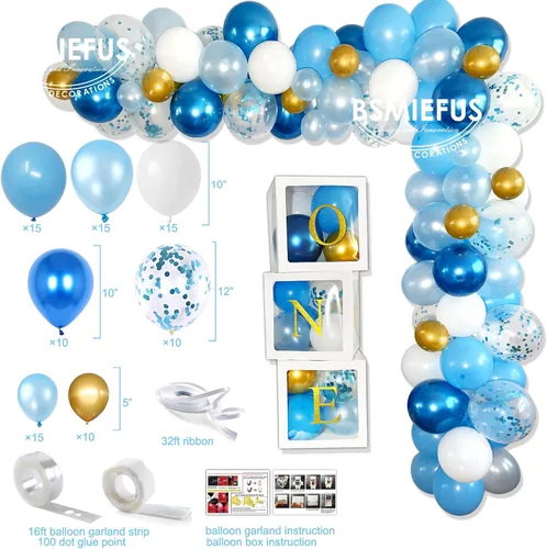 Vista 3 de Decoraciones de Primer Cumpleaños para Niño, Decoraciones de Primer Cumpleaños para Niño, Suministros de Fiesta de Primer Cumpleaños para Bebé