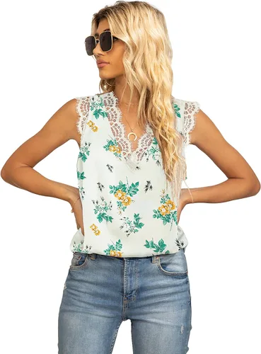 Vista 113 de VIISHOW - Camiseta sin mangas, sexy, con cuello en V y bordes de encaje para mujer, camisola de vestir, camisas de gasa, sin mangas, casuales