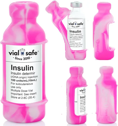 Vista 10 de VIAL SAFE Funda protectora de vial de insulina de silicona, paquete de 2 unidades, color rosa