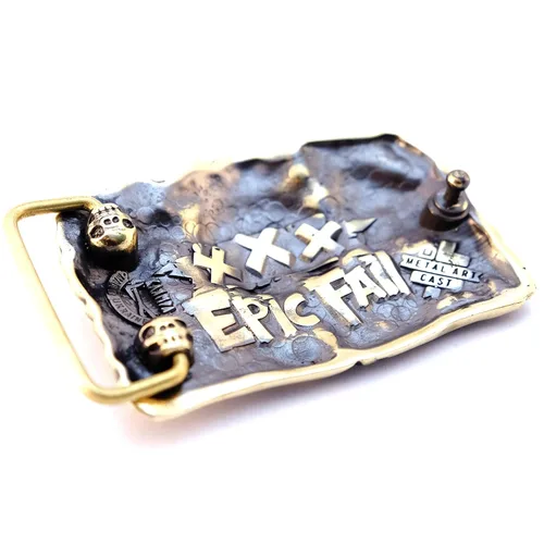 Vista 4 de Belt buckle Angry Skulls, Solid brass handmade belt buckle with birds skulls