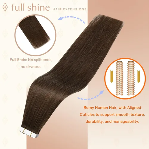 Vista 132 de Full Shine - Extensiones de cabello humano con cinta, mezcla de rubio hongo # 8 castaño ceniza resaltado 60 rubio ceniza