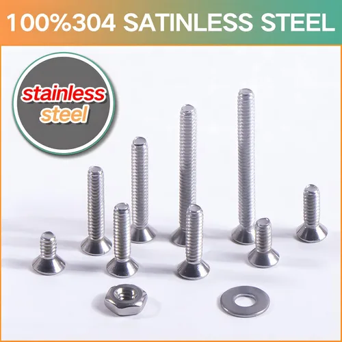 Vista 3 de #6-32 - 240 piezas de cabeza avellanada plana Phillips Cross Tornillo 304 de acero inoxidable 304 tornillos y tuercas hexagonales Kit Phillips Drive