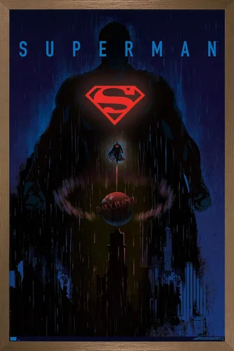 Vista 14 de DC Comics: Dark Artistic - Póster de pared de Superman, 22.4 pulgadas de largo x 14.7 pulgadas de ancho, versión enmarcada de madera de granero