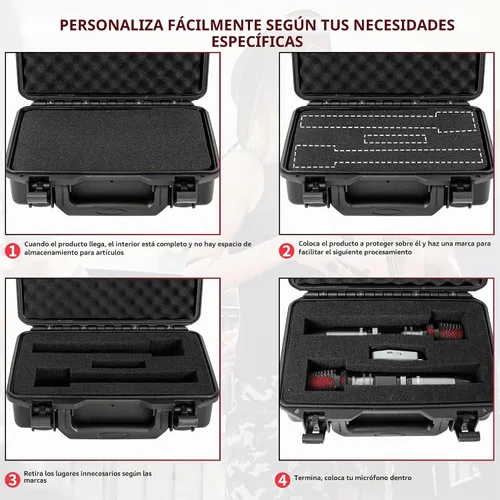 Vista 6 de TORIBIO Estuche rígido de transporte con espuma, caja de almacenamiento a