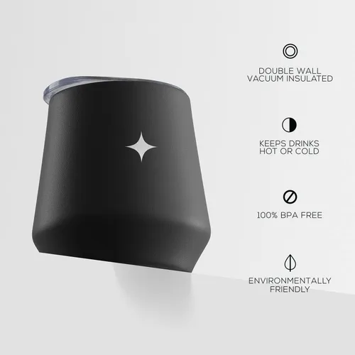 Vista 5 de JoyJolt Vaso de vino con triple aislamiento con tapa de 12 onzas, tapa deslizante y con pajita. Vaso de vino de acero inoxidable de doble pared al