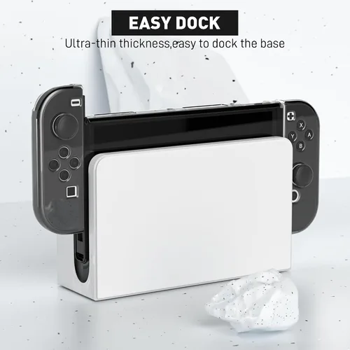 Vista 5 de Versión mejorada Funda transparente acoplable para Nintendo Switch OLED 2021, funda protectora FANPL para Switch OLED y controlador Joy Con, fuerte