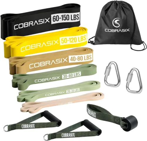 Vista 10 de COBRASIX Long Resistance Bands for Working Out Set of 6 Exercise Bands for Full-Body Training Pull Up Bands for Home Gym with Handles, Door