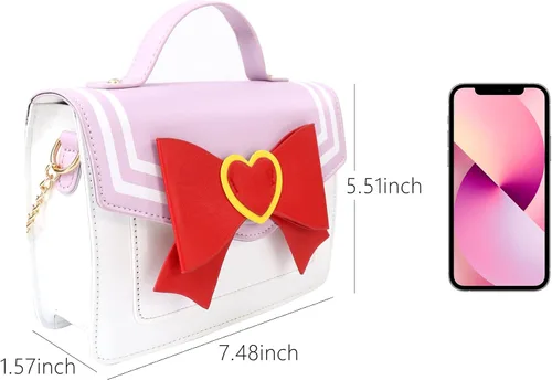 Vista 2 de PROCOS Bolsos de mujer Kawaii Anime Sailor Cosplay PU Bolso de cuero PU Cadena de lazo bandolera Bolso bandolera Bolso bandolera