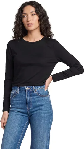 Vista 26 de Lands' End - Camiseta de manga larga, cuello redondo y holgada de algodón Supima cultivado en EE. UU. para mujer Blanco