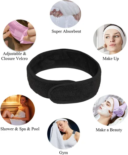 Vista 5 de Rubehoow Bata de baño para mujer con cierre de velcro ajustable con bolsillos y diadema facial